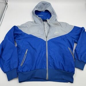 RARE Vintage 80s Nike Windrunner‎ Jacket Large Blue Grey Running Full Zip Hooded